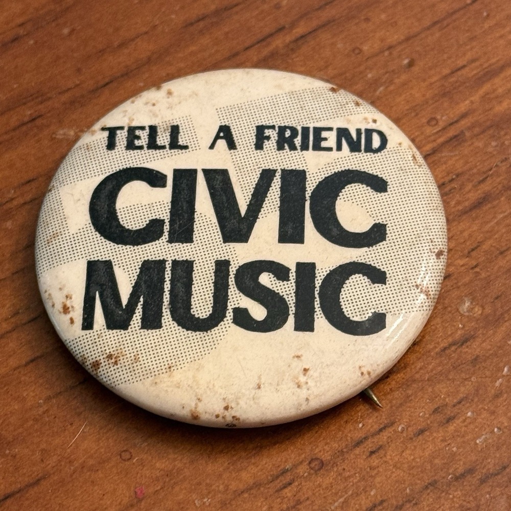 Tell A Friend Civic Music Vintage Pinback Button Pin Round Circle‎